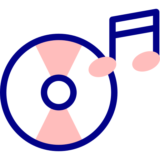 compact disc with musical note symbol icon